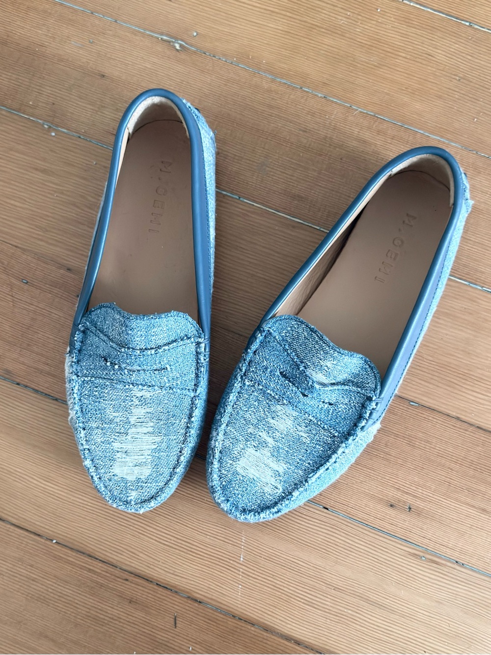 M gemi distressed denim loafers size 7 never worn